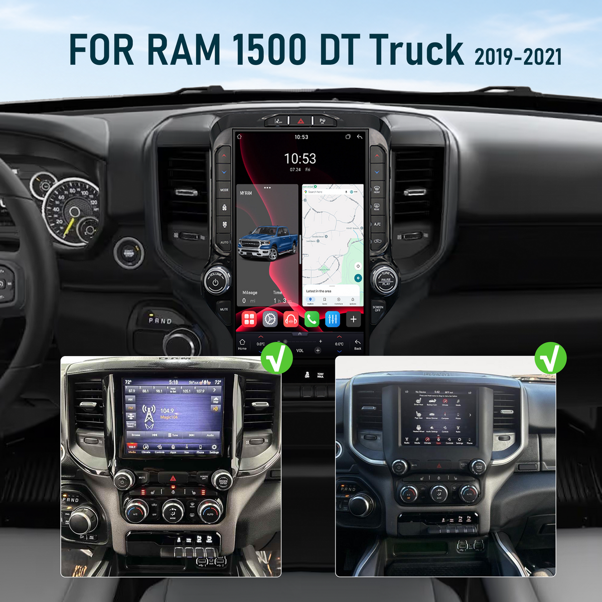 V7 Pro Android 14 Infotainment Upgrade for RAM 1500 New Body (DT) 2019-2024