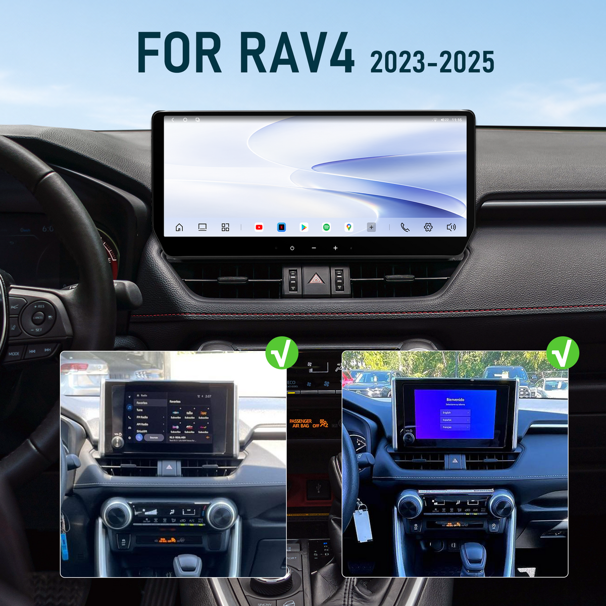 H7 Pro 12.3-inch Android 14 Infotainment Upgrade for Toyota RAV4 2019-2022