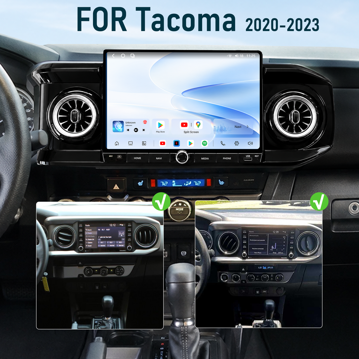 H7 Pro 12.5-inch Android 14 Infotainment Upgrade for Toyota Tacoma 2016-2023