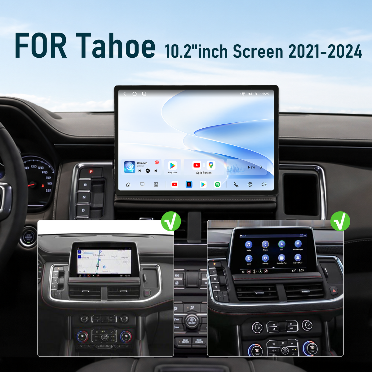 Dual Systems 12.5-inch Android 14 Infotainment Upgrade for Chevrolet Tahoe/Suburban and GMC Yukon 2021-2024