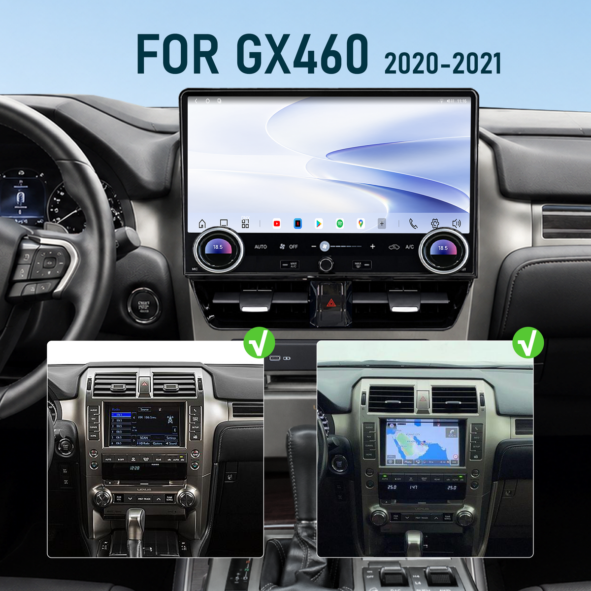 H7 Pro 12.5-inch Android 14 Infotainment Upgrade for Lexus GX 460 2010-2021