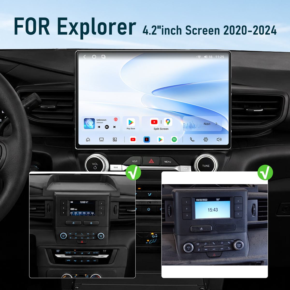 H7 Pro 13-inch Android 14 Infotainment Upgrade for Ford Explorer 2020-2024