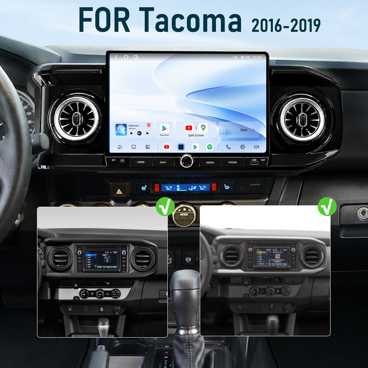 H7 Pro 12.5-inch Android 14 Infotainment Upgrade for Toyota Tacoma 2016-2023