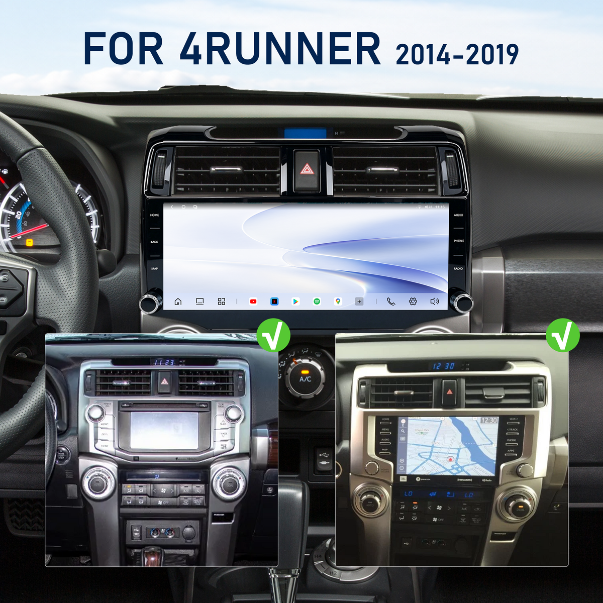 H7 Pro 12.3-inch Android 14 Infotainment Upgrade for Toyota 4Runner 2014-2019