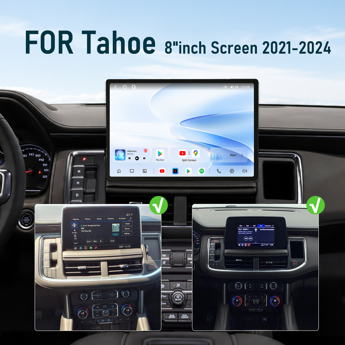 Dual Systems 12.5-inch Android 14 Infotainment Upgrade for Chevrolet Tahoe/Suburban and GMC Yukon 2021-2024