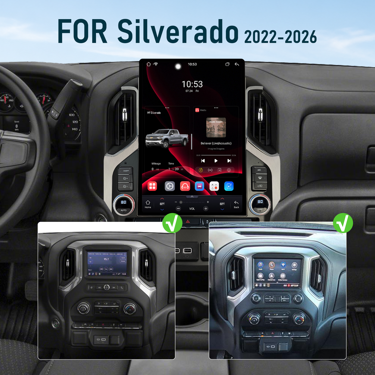 Dual Systems 15.6-inch Android 14 Infotainment Upgrade for Chevrolet Silverado 1500 2022