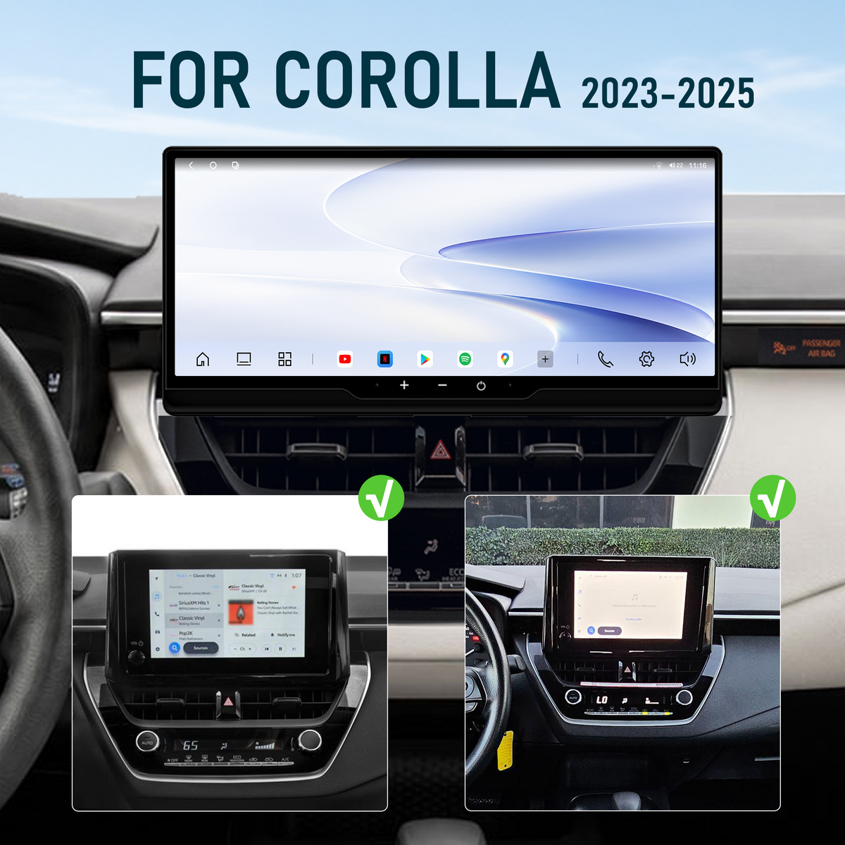 H7 Pro 12.3-inch Android 14 Infotainment Upgrade for Toyota Corolla / Corolla Hatchback 2019-2022