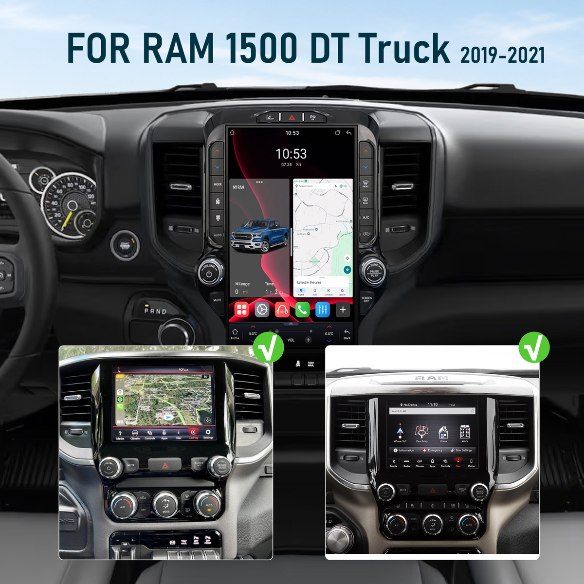 V7 Pro Android 14 Infotainment Upgrade for RAM 1500 New Body (DT) 2019-2024