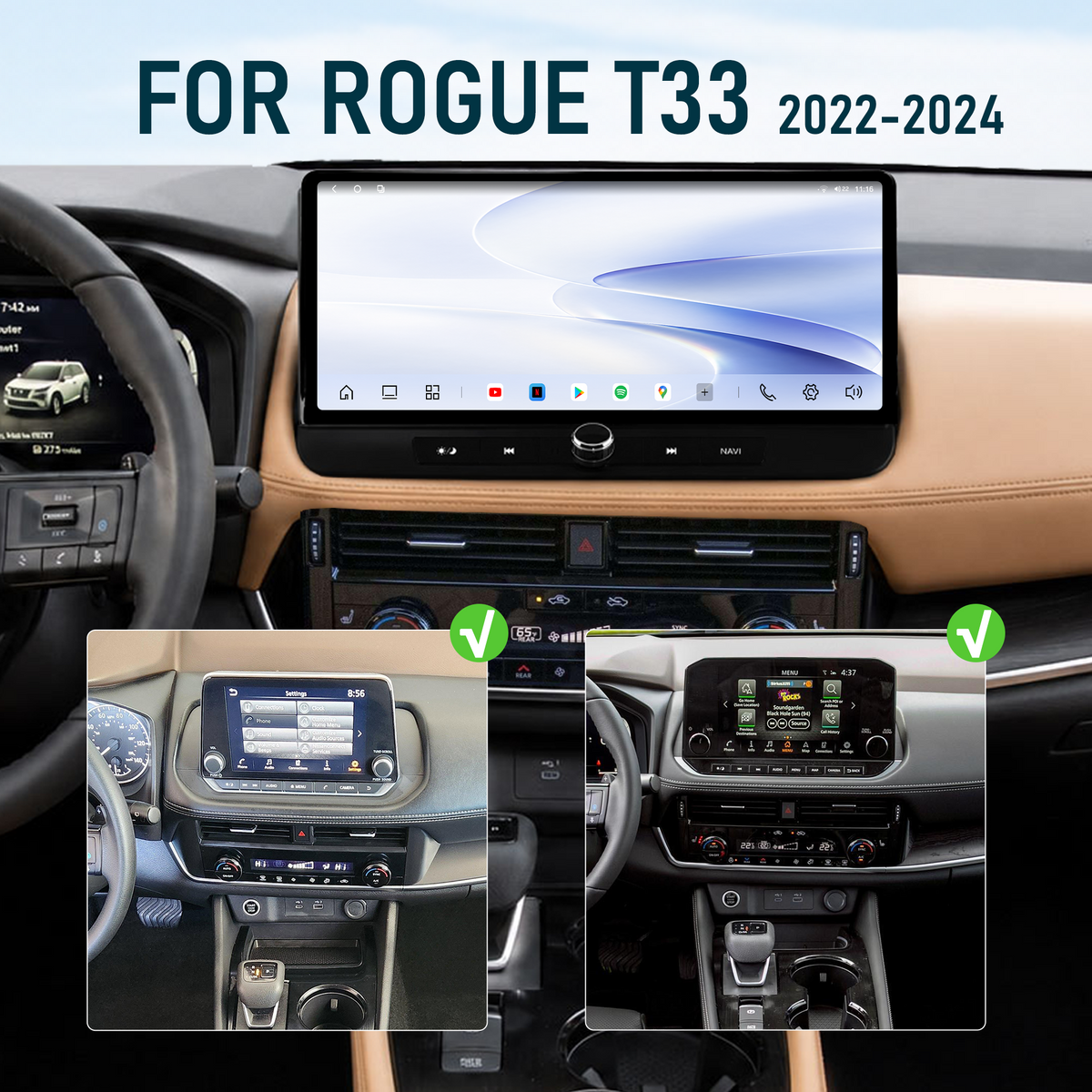 H7 Pro 12.3-inch Android 14 Infotainment Upgrade for Nissan Rogue 2022-2024