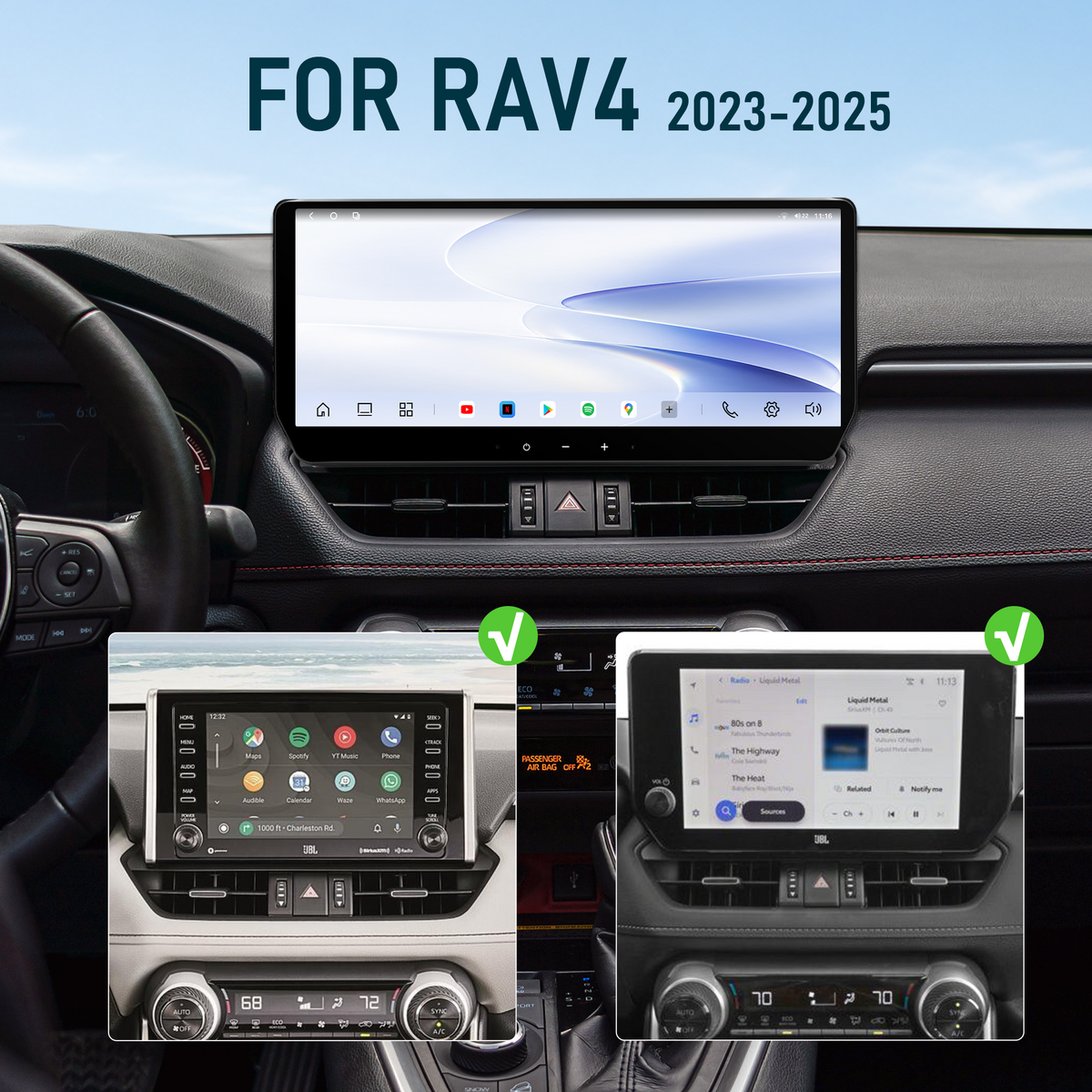 H7 Pro 12.3-inch Android 14 Infotainment Upgrade for Toyota RAV4 2019-2022