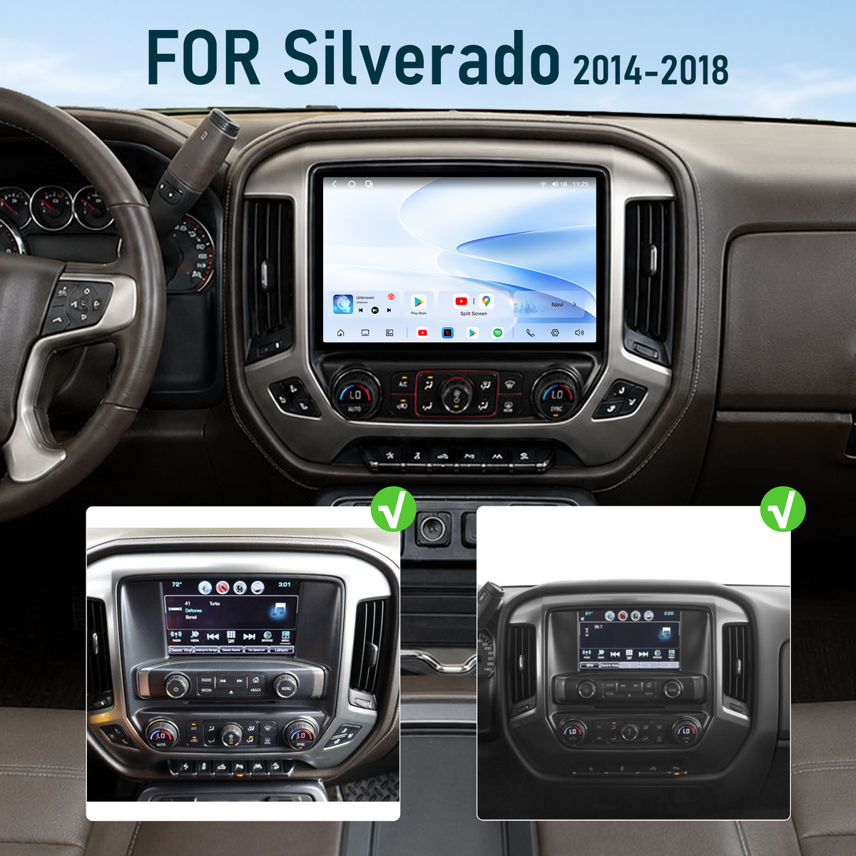 Dual Systems 12-inch Android 14 Infotainment Upgrade for Chevrolet Silverado 1500 2014-2019 and Silverado HD 2015-2019