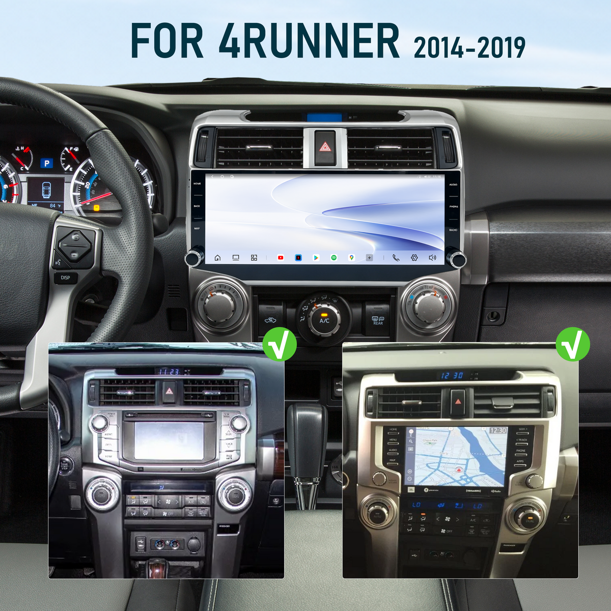 H7 Pro 12.3-inch Android 14 Infotainment Upgrade for Toyota 4Runner 2014-2019