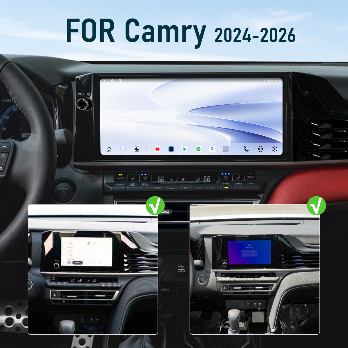 H7 Pro 12.3-inch Android 14 Infotainment Upgrade for Toyota Camry 2025-2026