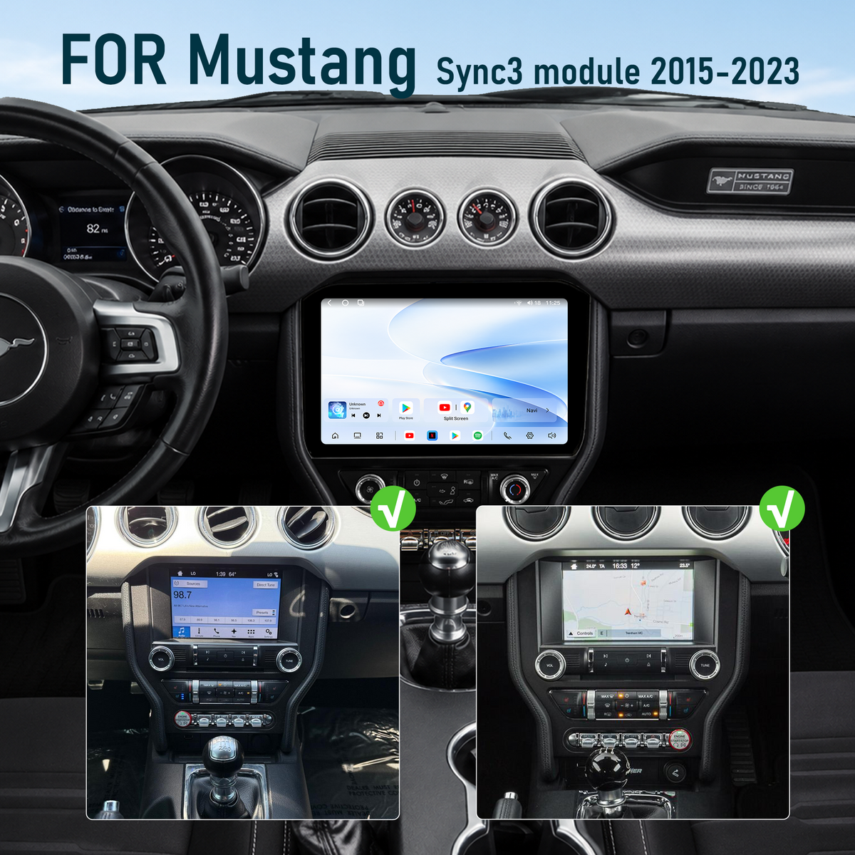 12-inch Android 14 Infotainment Upgrade for Ford Mustang 2015-2023
