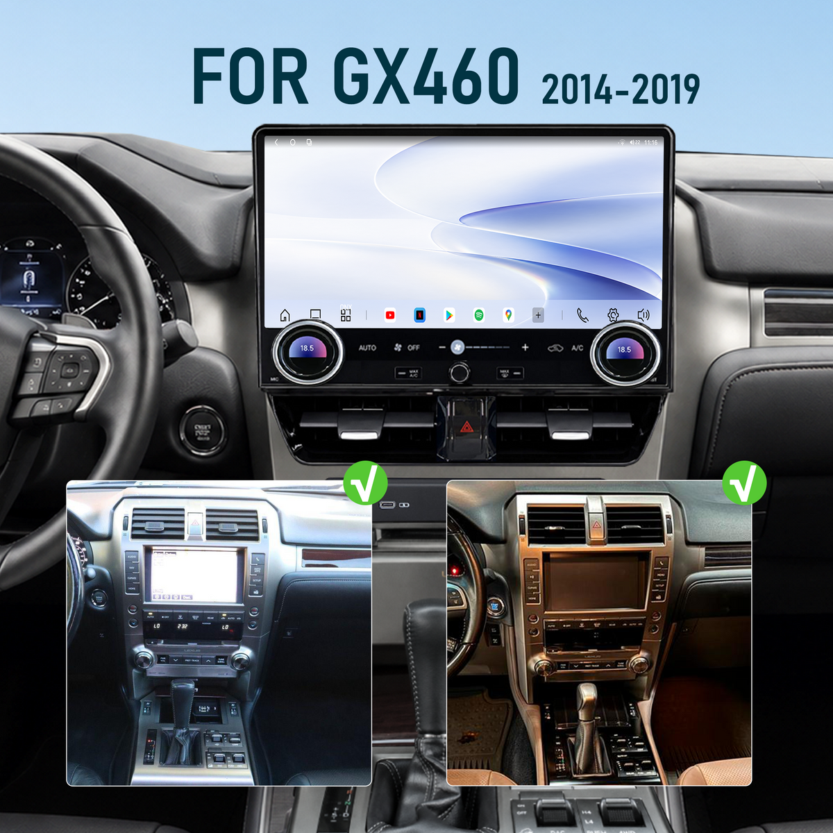 H7 Pro 12.5-inch Android 14 Infotainment Upgrade for Lexus GX 460 2010-2021