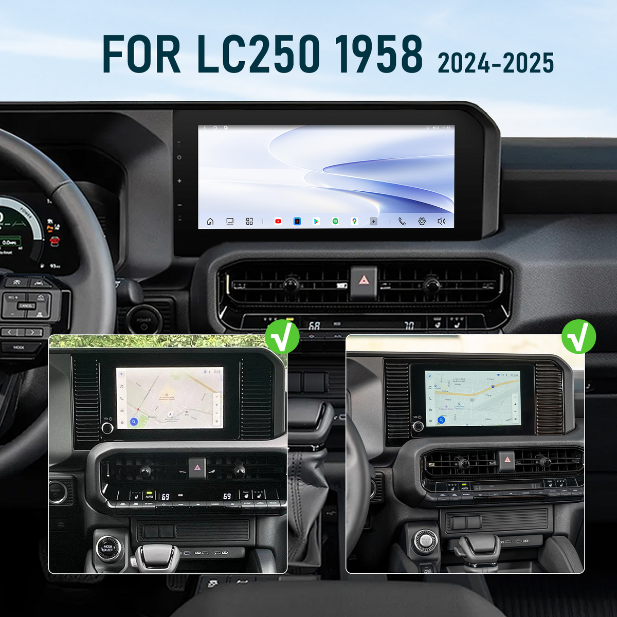 H7 Pro 12.3-inch Android 14 Infotainment Upgrade for Toyota Land Cruiser 250 2024-2025