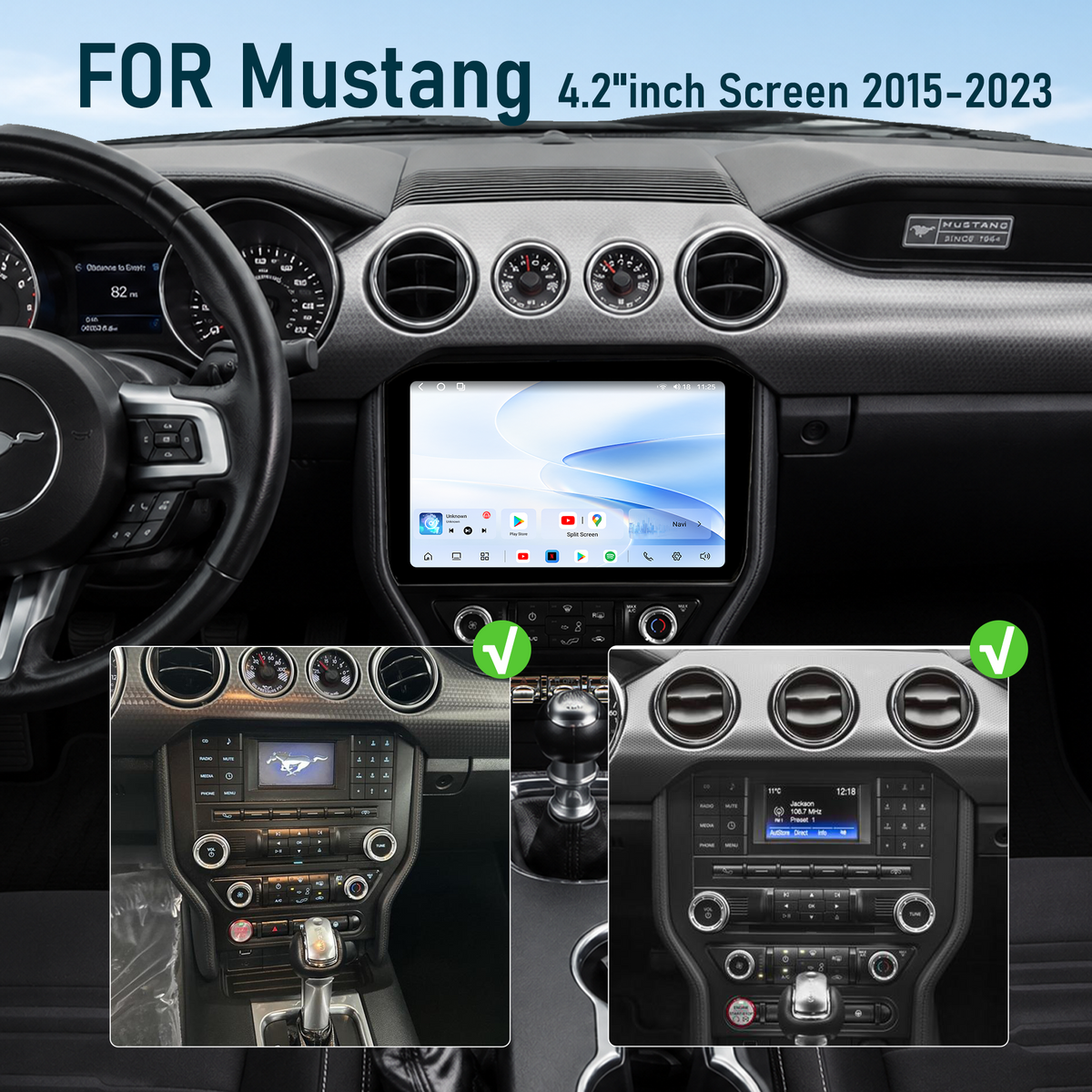 12-inch Android 14 Infotainment Upgrade for Ford Mustang 2015-2023