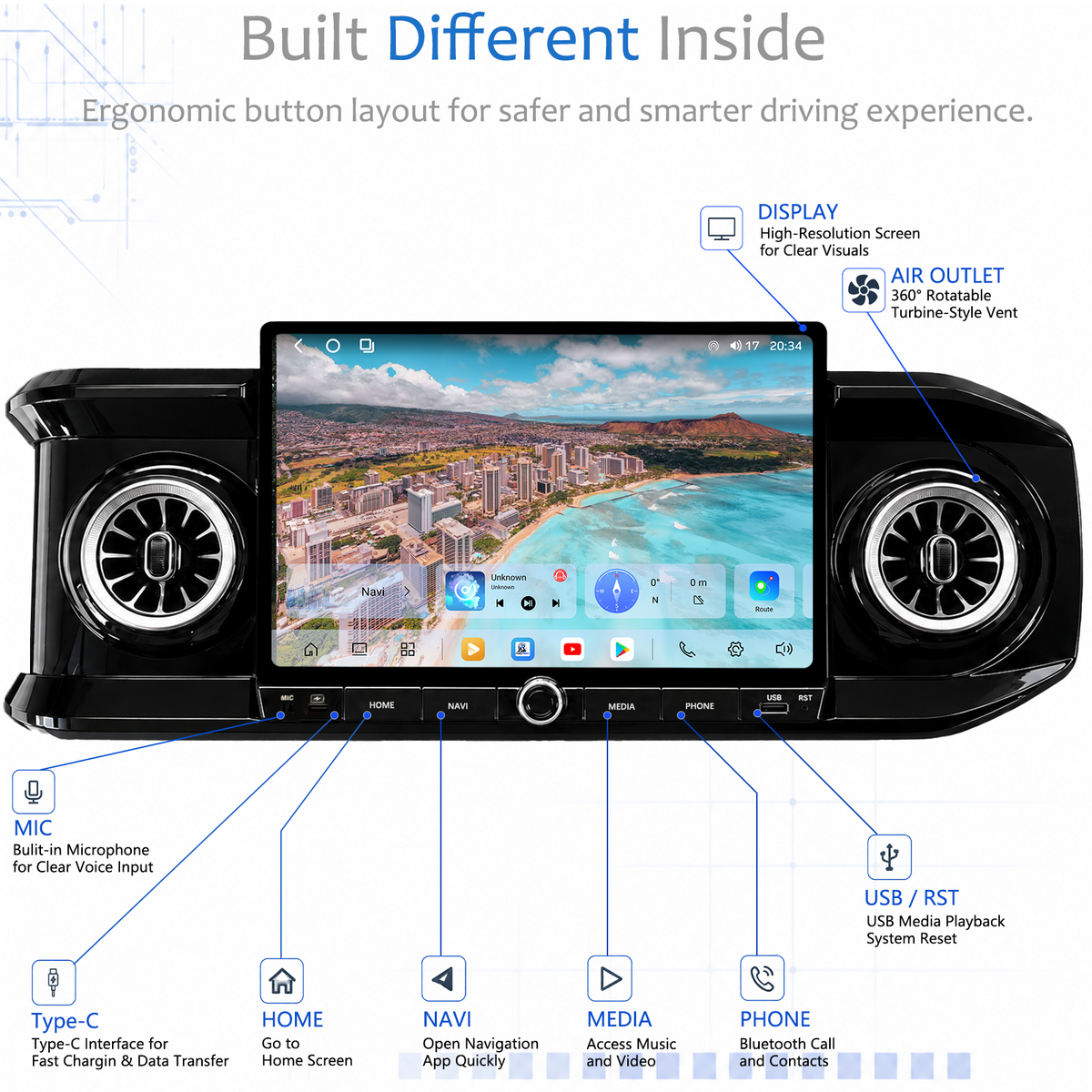 H7 Pro 12.5-inch Android 14 Infotainment Upgrade for Toyota Tacoma 2016-2023